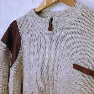 Coconut Club sweater Sz-L pleather patch